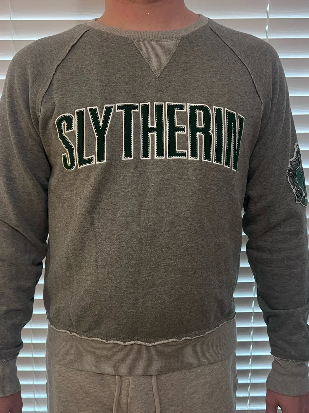 Harry Potter Gray Slytherin Crewneck Sweatshirt - Collegiate Style M